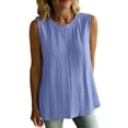 thumbnail image 2 of Noric Women Tank Tops Crew Neck Spring Summer Casual Smocked Chic Loose with Pleated Mesh Fashion Clothes, 2 of 9