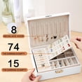 thumbnail image 5 of Jewelry Box Organizer for Women Girls, 2 Layer Large Men Jewelry Storage Case, PU Leather Display Jewellery Holder with Removable Tray for Necklace Earrings Rings Bracelets, Vintage Gift, White, 5 of 7