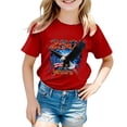 thumbnail image 5 of TOWED22 Patriotic Girls Tops 4th of July American Flag Tee Tshirts Summer Short Sleeve Casual Shirts(Red,7-8 Y), 5 of 5