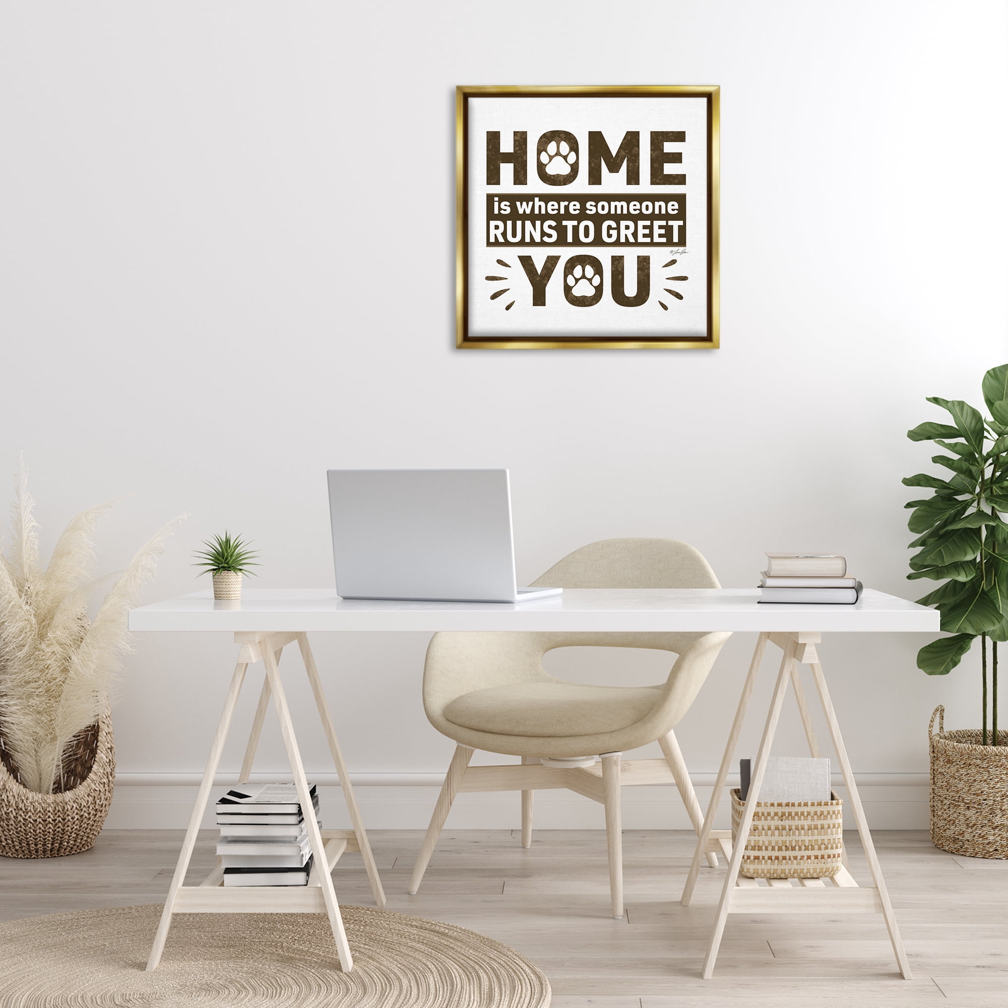 Stupell Industries Heartwarming Pet Phrase Typography Painting Gold Floater Framed Canvas Art Print Wall Art, 25 x 25