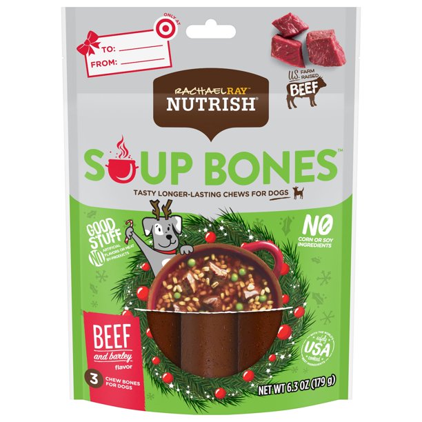 Rachael Ray Nutrish Soup Bones Dog Treats, Beef & Barley Flavor, 6.3