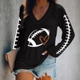 thumbnail image 2 of Pxiakgy Football Shirts for Women 2025 Cute Graphic Print Fall Sweatshirts V Neck Long Sleeve Football Sweatshirts Game Day Heart Football Pullover Tops Mom Shirts Rugby Heart Print T Shirt Black L, 2 of 5
