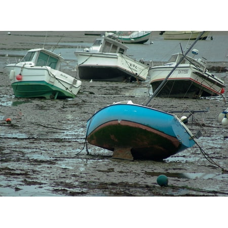 Canvas Print Port Fishing Port Low Tide Vase Boats Anchorage Stretched Canvas 10 x