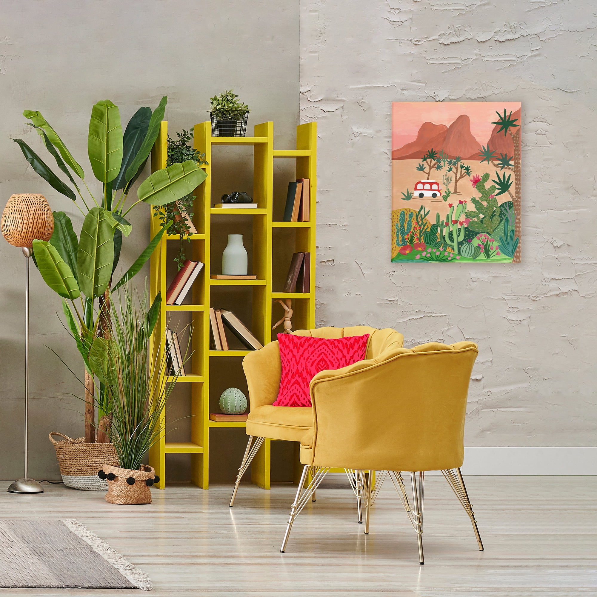 Desert Camper & Cacti Canvas Wall Art, design by Nabeela Rumi