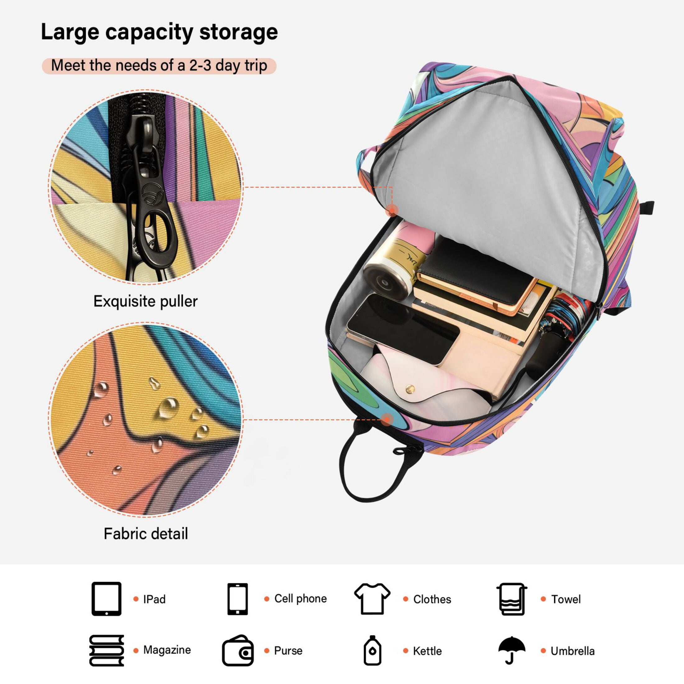 2 Racquet Holder Tennis Backpack Tennis Racket Covers Gym Bags Pastel Color Lines