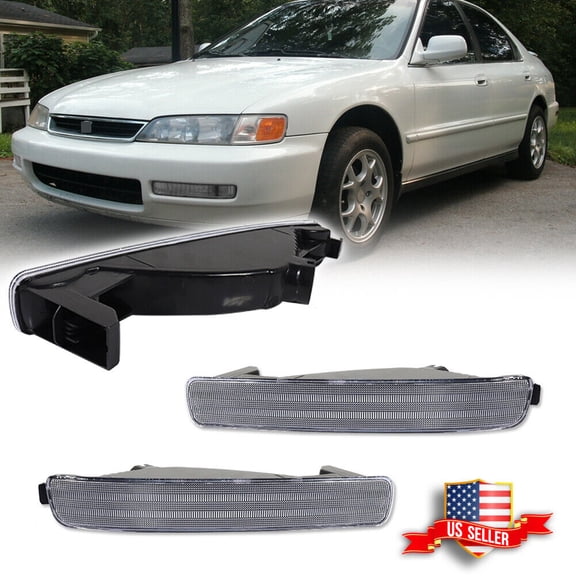 GTINTHEBOX Clear Bumper Turn Signal Lights For 1996-1997 Honda Accord 2D Coupe / 4D Sedan