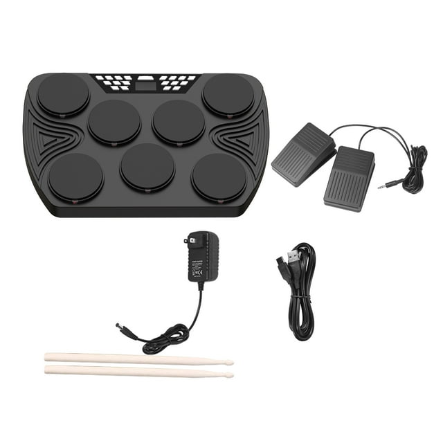 Electronic Drum,7 Velocity-sensitive Pads Set 7 Velocity-sensitive Function/audio Input/midi Output Pads Drum Built-in Support Function/audio Input/midi Velocity-sensitive Pads Drum Portable Drum Set