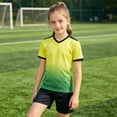 thumbnail image 6 of AWZXDE Boys Girls Children Football Sports Basketball Tracksuit Shorts T Shirt Sportswear Outdoor Activewear Set Yellow，11-12 Years, 6 of 6
