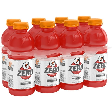 Gatorade G Zero Sugar Fruit Punch Thirst Quencher Sports Drink, 20 oz, 8 Pack Bottles