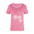 thumbnail image 3 of Mode Femme Décontractée Imprimé Col Rond T-shirt Manches Courtes Ample Blouse Chandail, 3 of 9