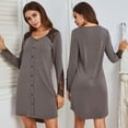 thumbnail image 2 of Ladies Lace Stitching Solid Color Plus Size Pajamas Nightgown Soft and Silky for women, 2 of 9