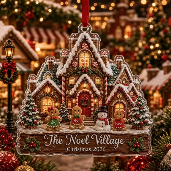 Christmas Acrylic Ornament Charming Noel Village House Acrylic Tree Hanging Family Keepsake