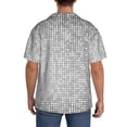 thumbnail image 3 of Lsque Silver Mosaic print Men's Cuban Collar Short Sleeve Shirt Summer Beachwear Casual Button Down Fashionable Vacation Leisure Shirt-Medium, 3 of 7