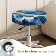 thumbnail image 4 of SCRAWLGOD Marble Print Golden Blue Wave Pack of 4 Elastic Breathable Stool Covers Round Stretch Circle Seat Covers Smooth Stool Cushion Slipcover for Home Decoration, 4 of 7