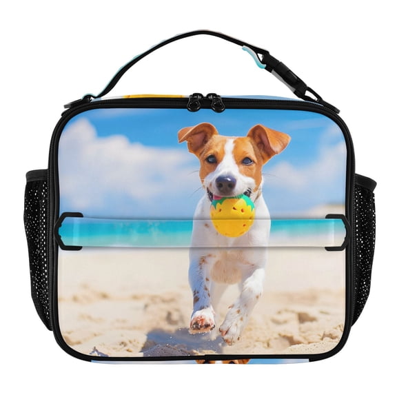 ALAZA Dog on Beach Lunch Box Insulated Lunch Bag Cooler Tote with Shoulder Strap