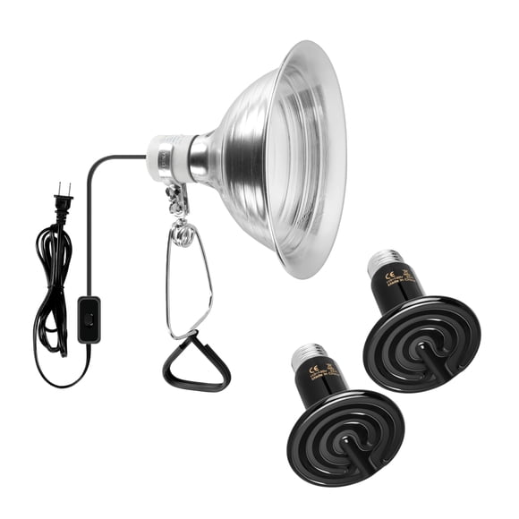 Lámpara de calor para reptiles con bombilla y pinza, 75 W, 150 W, Simple Deluxe
