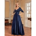 thumbnail image 4 of Women's Formal Dress Wedding Guest Dress Bell Sleeve Bridesmaid Dress Maxi Evening Dress, 4 of 5