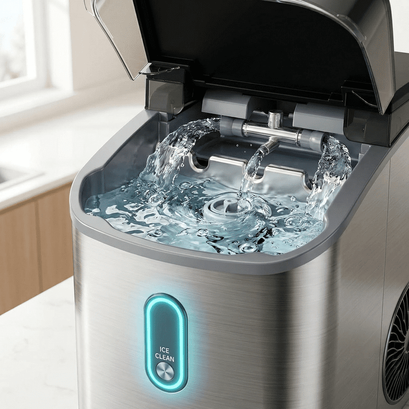 Countertop Nugget Ice Maker with Soft Chewable Pebble Ice, One-Touch Operation, Self-Cleaning Ice Machine, 33 lbs Daily Output, Stainless Steel Finish for Home, Kitchen, and Bar