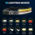 thumbnail image 2 of WavePro 230° Ultra-Light Motion-Sensing Headlamp - 2025 New Rechargeable Headlamp, 230° Wide Beam Head Lamp Motion Sensor LED Headlamp, Three Front-Facing LED Strips, 10Mode Headlamps (3 Pcs), 2 of 8