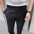 thumbnail image 3 of 9 Pantalones de verano para hombre, de corte holgado, ajustados, con corte recortado, para traje social, rectos, elegantes, para primavera, 3 of 4