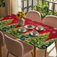 thumbnail image 3 of Red Christmas Table Cloths for 6 Foot Rectangle Tables, Green Xmas Tree Snowflake Winter Patio Waterproof Elastic Fitted Tablecloths, Washable Rectangular Table Cover for Camping, 3 of 8