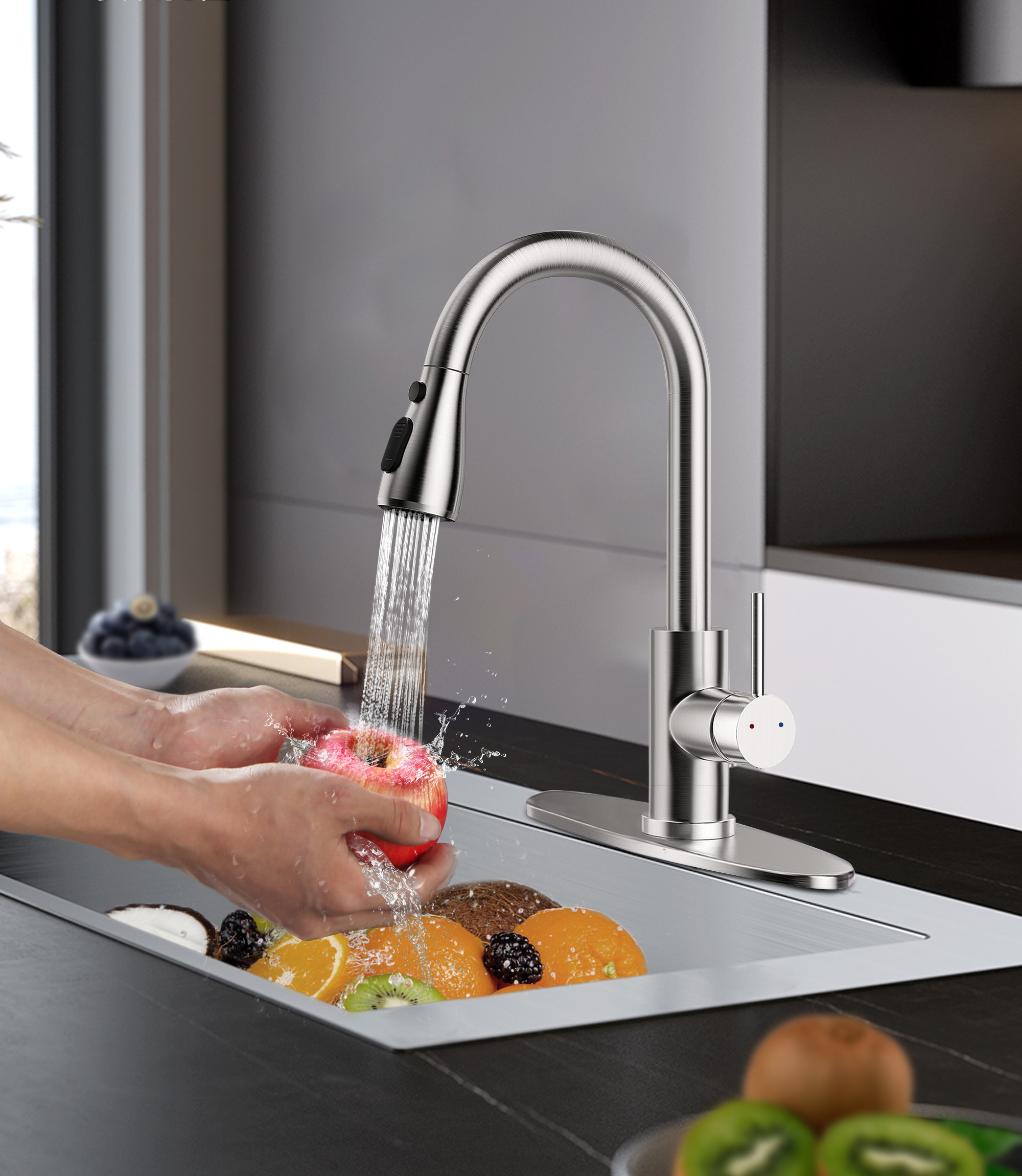 Hodvit Stainless Steel Kitchen Faucet with Pull-Down Sprayer photo 4