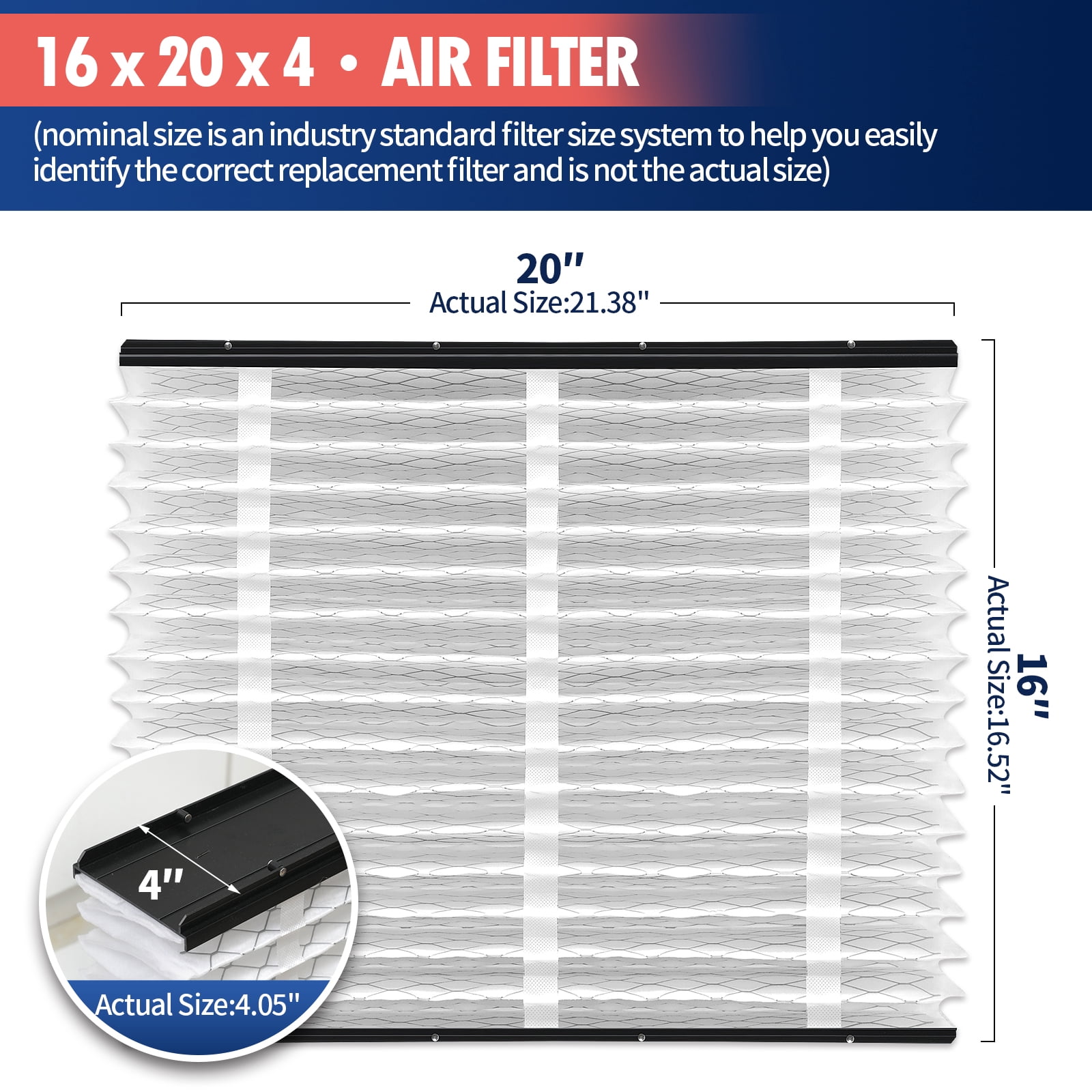 2 Pack 113 Replacement Filter,MERV 13 16x20x4,Compatible with AprilAire Whole House Air Purifiers 1110