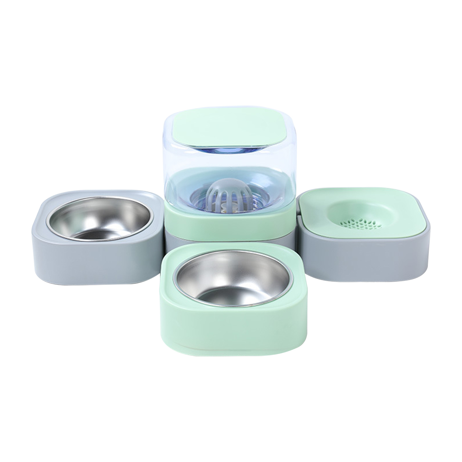 SSBSM 1Set 1.8L Pet Water Feeder Threebowl Design Water Filter