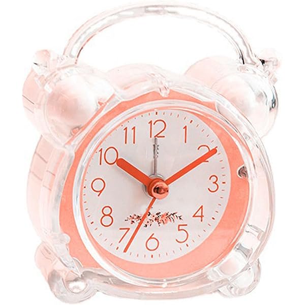 wonima44 Kids Alarm Clock, Quiet Design Cartoon Design Easy Setting Strong ABS Twin Bell Alarm Clocks Bedroom Desk Clock Analog Quartz Nightlight Clock for Bedroom Table Pink(Battery Not Included)