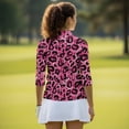 thumbnail image 5 of Uorisanigo Pink Leopard Print Womens Moisture Wicking Casual Tennis Activewear Size XL Versatile Fashionable Long Sleeve Golf Polo Shirts with Zipper Casual Outing Wear Pullover, 5 of 7