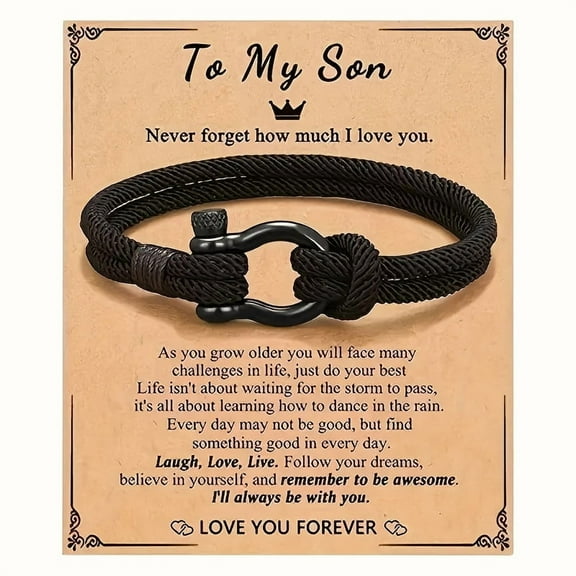 Men’s Love Quote Bracelet - Black Braided Synthetic Rope with Heartfelt Engraved Message - Perfect Birthday, Graduation, or Christmas Gift for Him, Sentimental Accessory | Decorative Closure |,2pcs