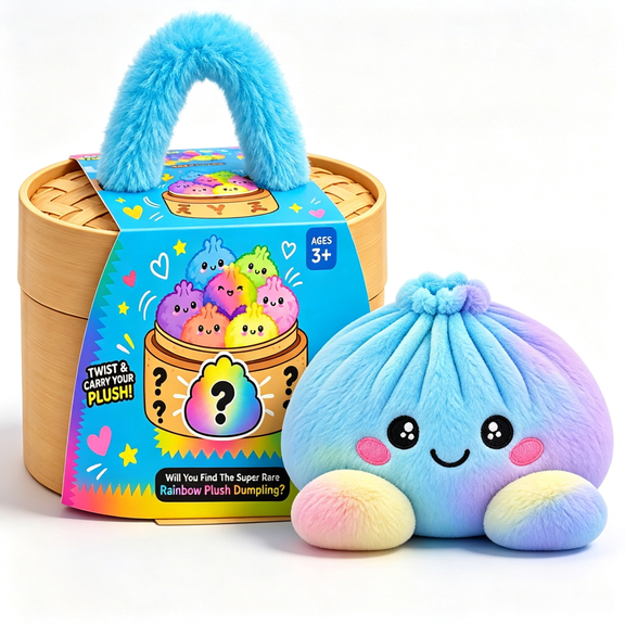 Mystery Dumpling Plush Blind Box, Surprise Stuffed Dumpling, Novelty Collectible Stuffed Animals Squeezable Stress Relief Plushies for Birthday Holiday Party Favors