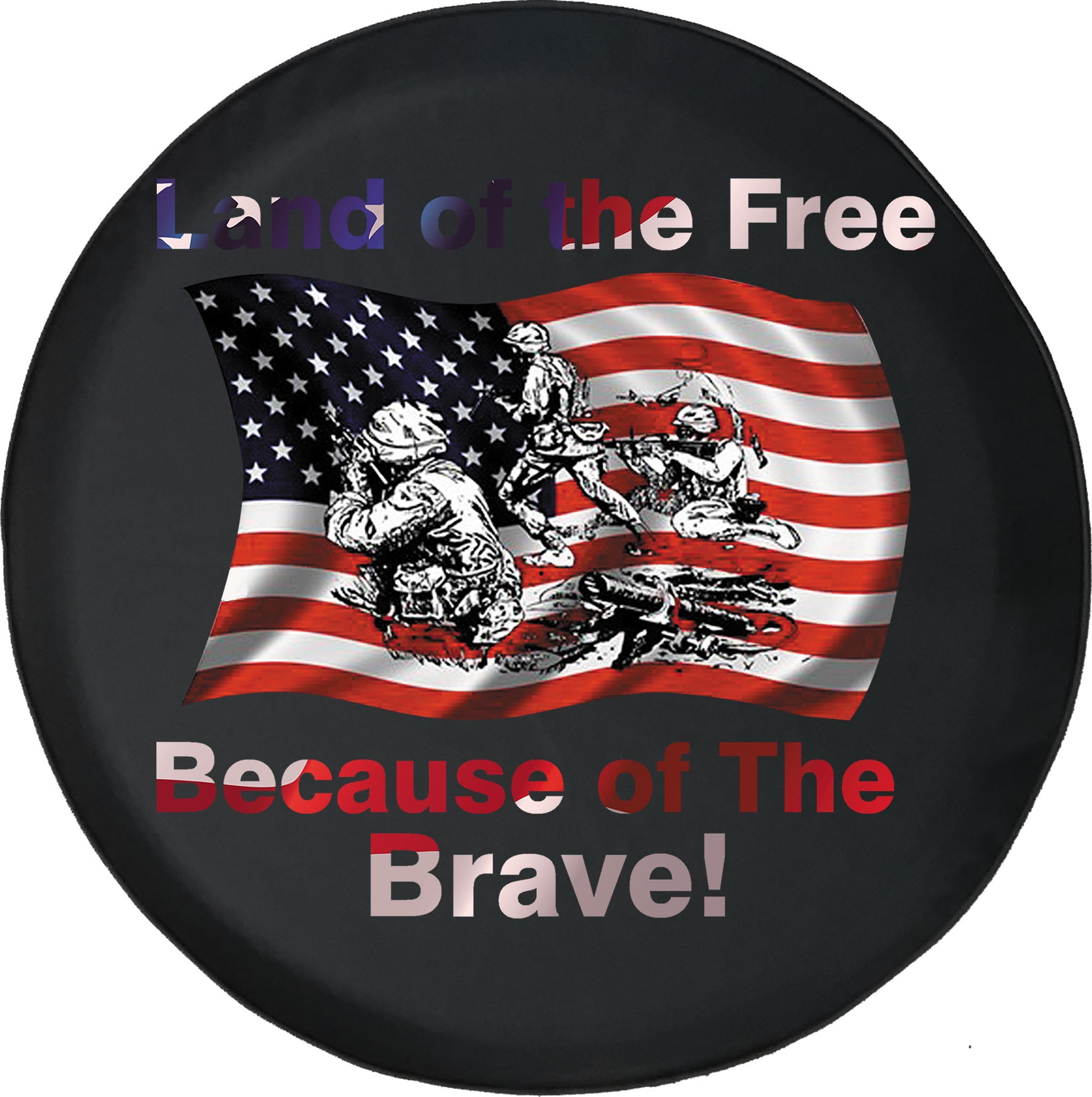 Spare Tire Cover Home of Free Because of the Brave Wrangler RV