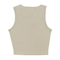 thumbnail image 3 of Qulqfy Cutout Tank Tops Solid Crew Neck Sexy Slim Yellow Standard Straps Women Tops, 3 of 3