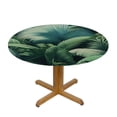 thumbnail image 3 of PIKWEEK Full Width Single-Sided Printing Plant Watercolor Tropical Palm Leaves Colorful Illustration Round Tablecloth White, 3 of 8