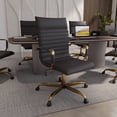 thumbnail image 3 of LeisureMod Harris Mid-Century Modern High-Back Leather Swivel Office Chair in Black, 3 of 6