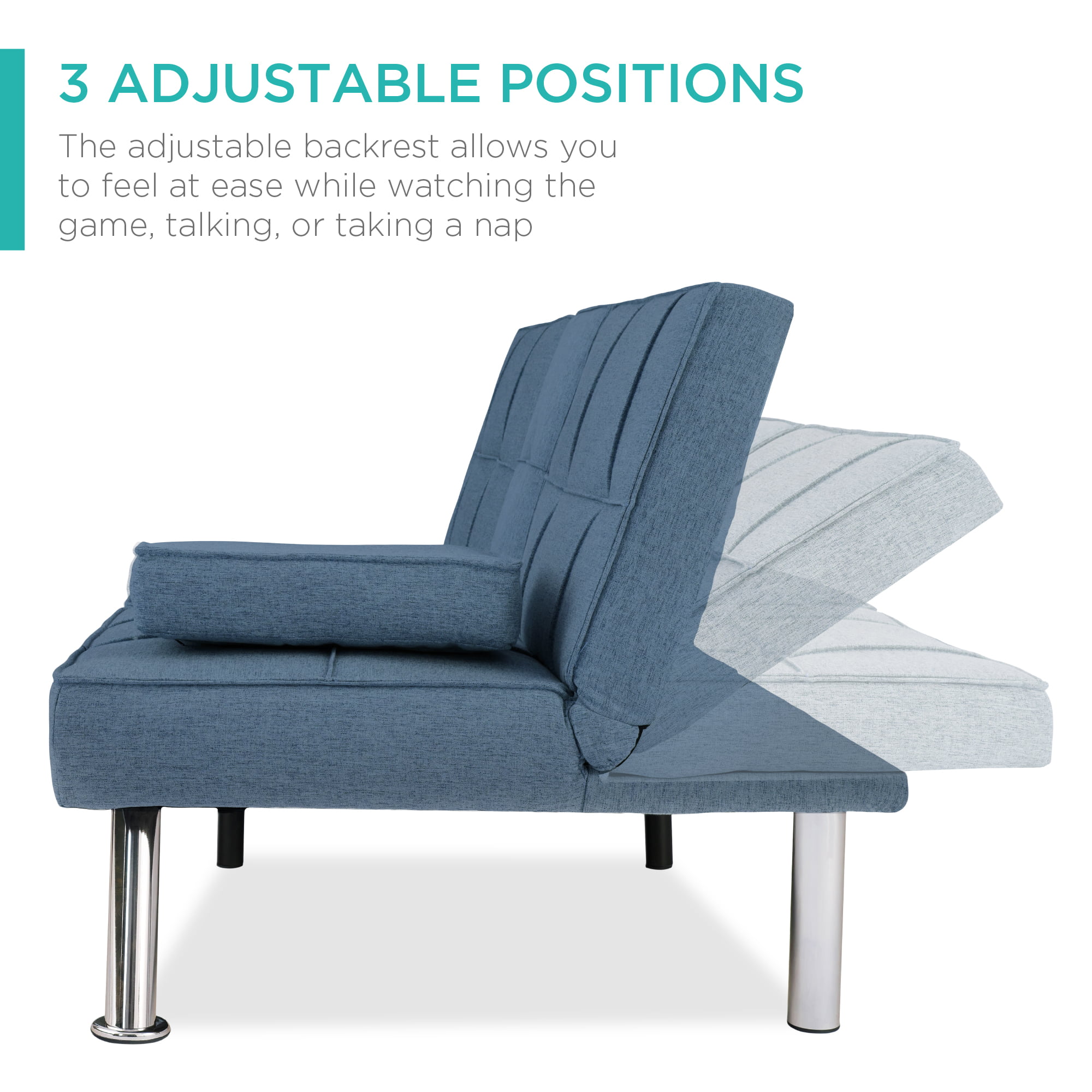 Tu futón, tus reglas: Sofá futón, sofá convertible con reposabrazos, sillón  reclinable para sala de estar con la máxima comodidad y flexibilidad