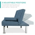 thumbnail image 3 of Best Choice Products Modern Linen Convertible Futon Sofa Bed w/ Removable Armrests, Metal Legs, Cupholders - Blue, 3 of 8