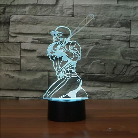 

3D Night Lamp 3D Illusion Night Light 3D Airplane Optical Illusion Night Lights USB Powered Color Changing (Play Baseball3)