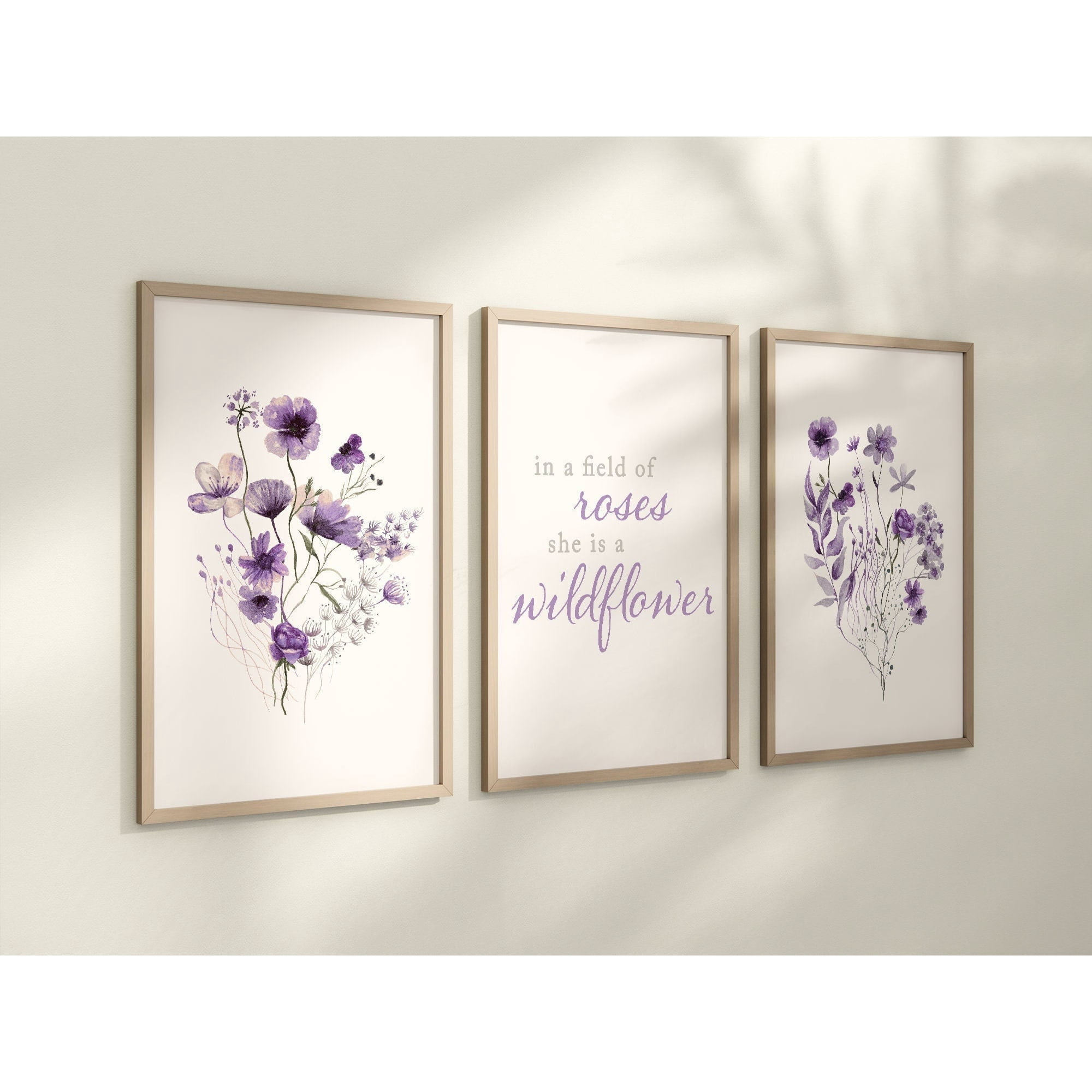 Boho Lavender Wildflowers Floral Poster, LeafArt, Botanical, Bloom Bouquet, Nursery Decor, Girl Baby Room Ideas, , Poster Only