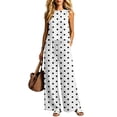 thumbnail image 5 of Muscularfit Matching Summer Sets Palazzo Travel Sets Polka Dot Set Sets Sleeveless Wide-Leg White Crew Neck Casual Sets for Women,S, 5 of 6