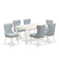 thumbnail image 2 of East West Furniture Capri 7-piece Wood Dining Room Table Set in Linen White, 2 of 6