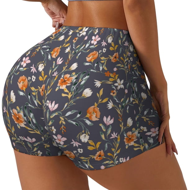 Fotbe Wildflowers Shorts Sin Costuras – Shorts Deportivos de Cintura Alta para Mujer, Elásticos para Gimnasio, Yoga, Running o Ciclismo-Large