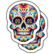 Vibrant Sugar Skull Stickers, Day Of The Dead Decor, Colorful Skull Decals, Mexikindle Sticker, Stickers For Tablet, College Gift, Scrapbook Stickers, Gratitude Stickers, Quote Stickers