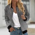 thumbnail image 2 of UTSJKR Women's Floral Print Bomber Jackets Deals Long Sleeve Lightweight Zip Up Pockets Windbreaker Outwear 2024 Fall Fashion Loose Fit Daily Wear Streetwear Gray L, 2 of 5