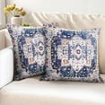 thumbnail image 2 of Boho Pillow Covers 20"x20" Set of 2 Carpet Blue Vintage Throw Pillow Case Soft Square Decorative Pillowcases for Home Decor Sofa Car Living Room, 2 of 6