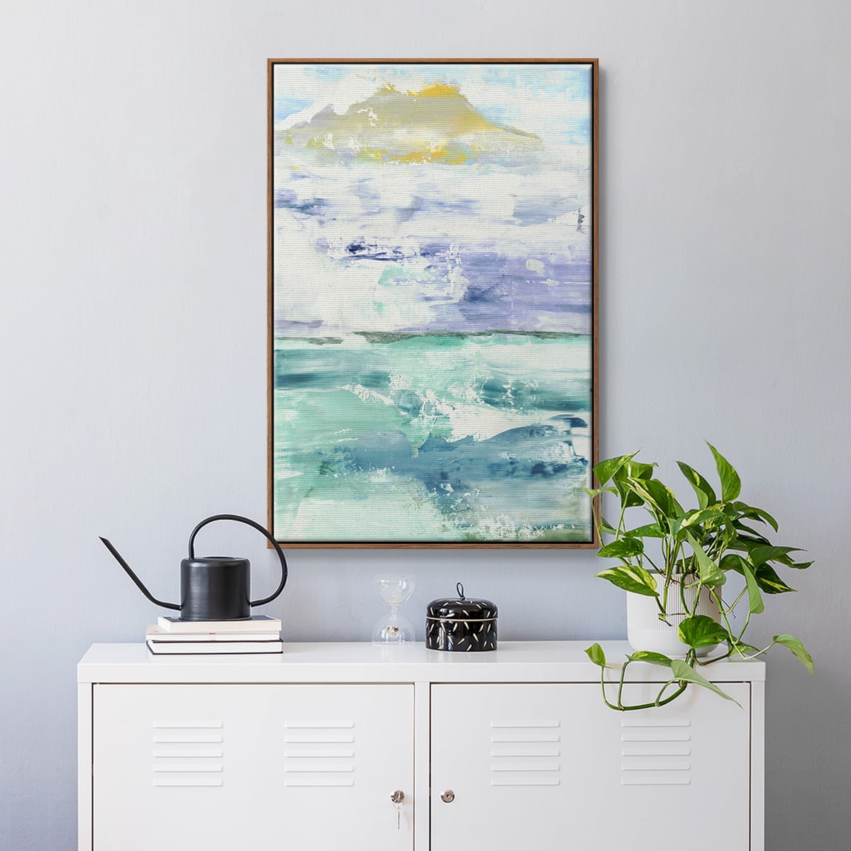 Fantasy Seascape Framed Premium Gallery Wrapped Canvas - Ready to Hang - 27 x 41 - Walnut Floating Frame