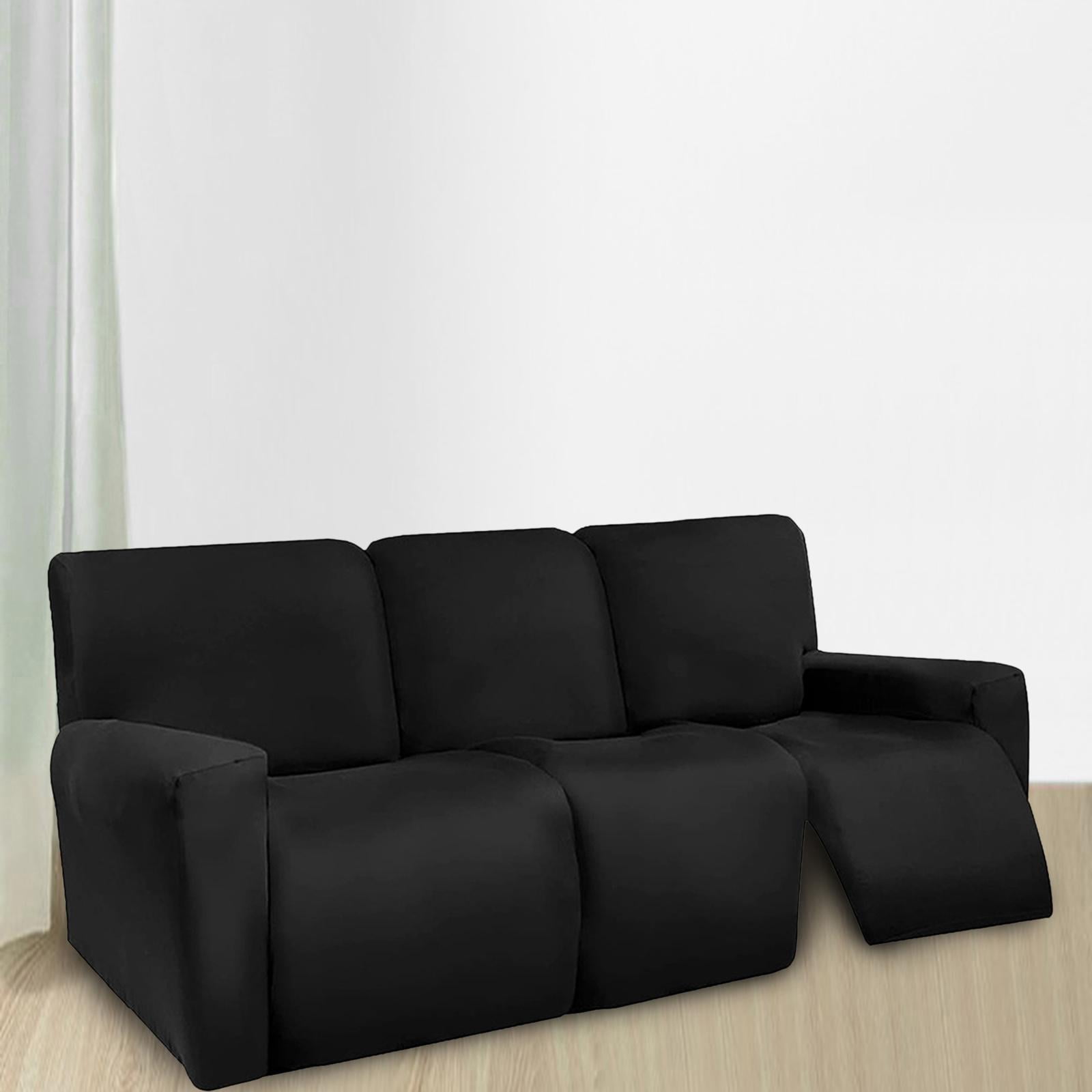 Stretch Soft Couch Cover, Soft Washable with Elastic, Furniture Sofa Slipcover for Cushion Couch, Kids, Pets Black