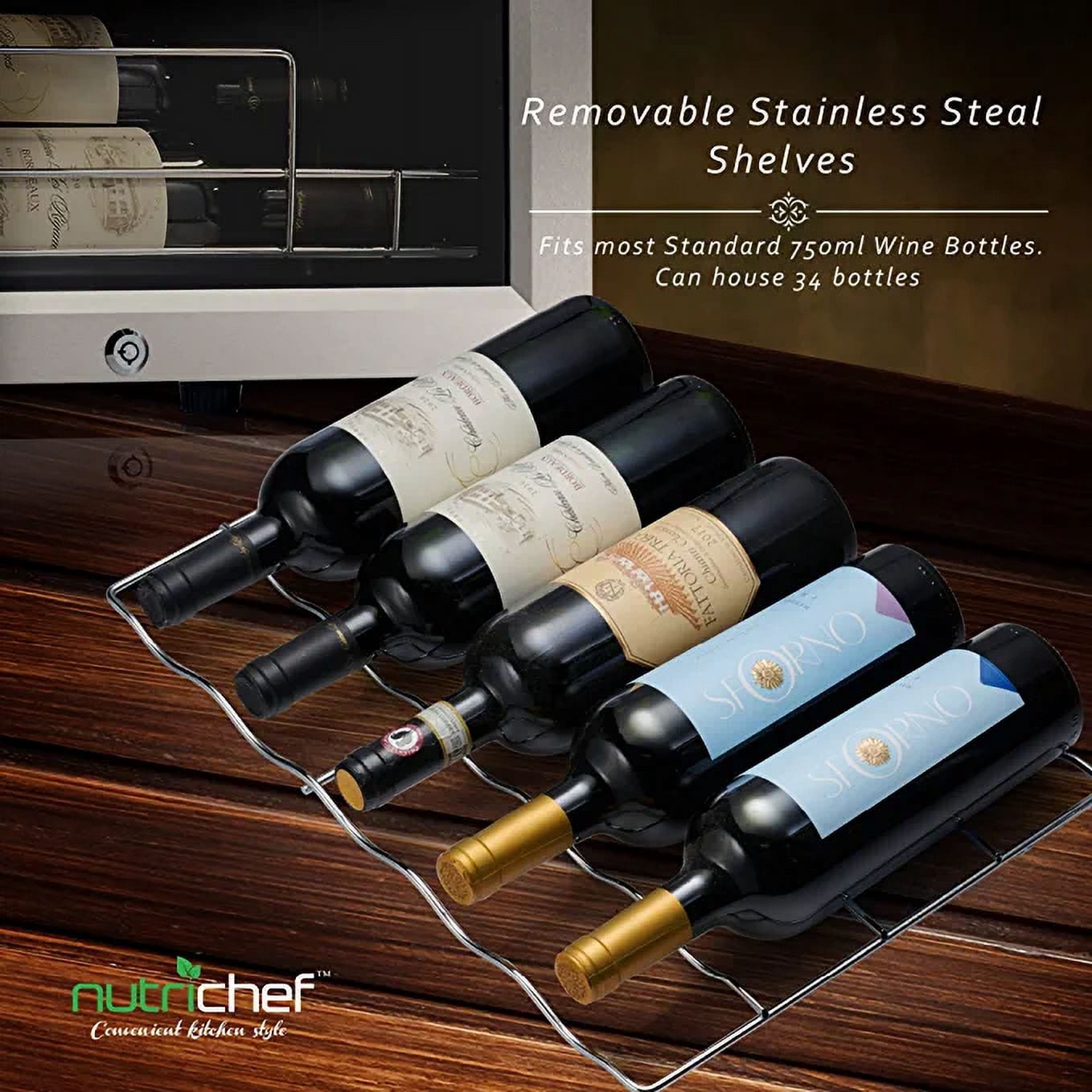 NutriChef 34 Bottle Wine Cooler Refrigerator BLACK