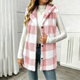 thumbnail image 2 of UDAUDU Womens Fleece Vests Fall Winter Fuzzy Button Down Hooded Plaid Vest | Fluffy Cute Plaid Checkered Vests Long Vests Holiday Sherpa Sleeveless Jacket Fall Clothes for Women S, 2 of 8